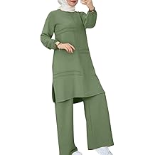 Abayas Dress For Women Muslim Long Sleeve Loose Top Pants 2 Pcs Dubai Islamic Muslim Women Matching Sets
