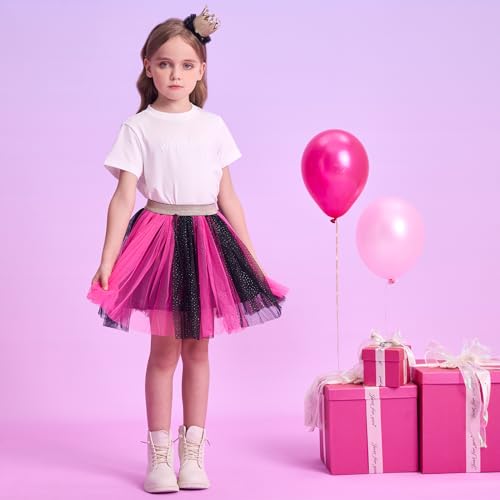 Image of DXTON Girls Tutu Skirt Rainbow Toddler Tulle Ballet Dance Skirt for 3-10Y
