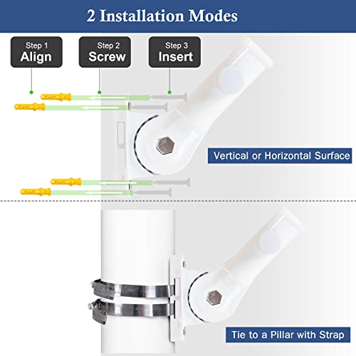 Nq Flag Pole Holder Adjustable, Flag Pole Bracket For Outside House Heavy Duty Aluminum, Multi-Position Flag Pole Mounting Bracket Rust Free With Hardwares, 1" Inner Diameter (White- 1 Pack) #TOP3
