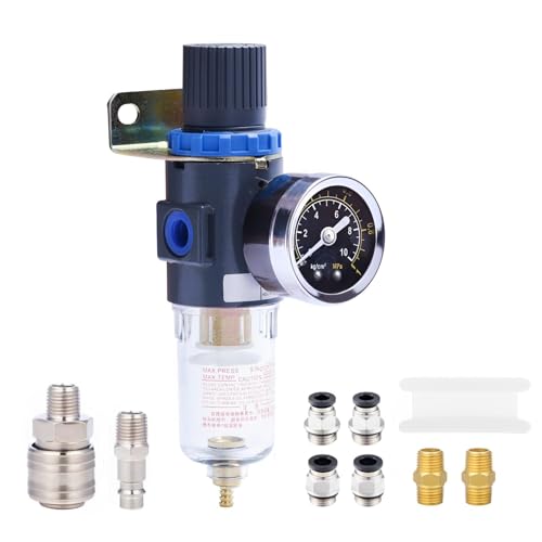 ZHONG AN Séparateur d'eau à air comprimé, réducteur de pression pour compresseur, filtre 1/4'' avec raccord rapide.
