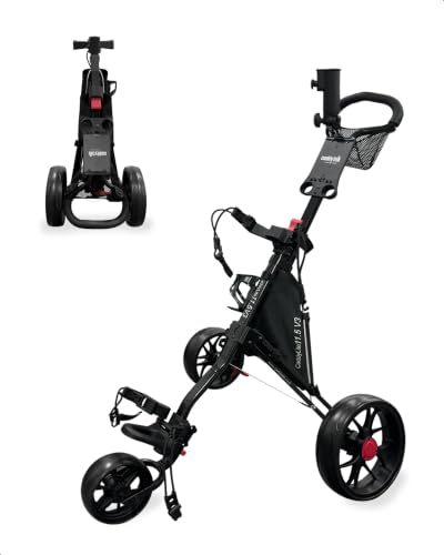 Caddytek CaddyLite 11.5 V3 Golf Push Cart - Lightweight Aluminum 3-Wheel Foldable Golf Bag Cart with Quad-Fold Frame, EVA Wheels, Adjustable Handle, Foot Brake, Mesh Net, Umbrella & Drink Holder