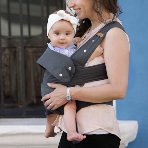 marsupi Classic Babytrage - Neugeborene von der Geburt bis zu 15 kg - Baby Erstaustattung - Klett-Verschluss - Leicht und Kompakt - Grey S/M