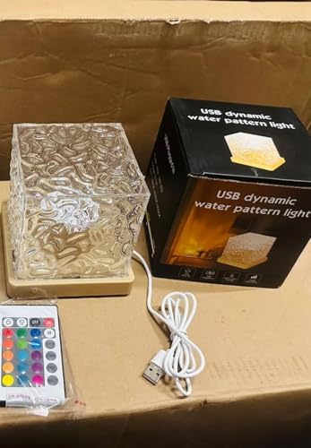 Image of Rotating Water Ripple Effect Night Light Lamp, 10 x 10 x 10 cm