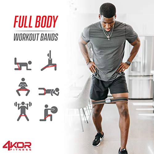 4KOR Fitness Resistance Loop Band Set, Perfect for Crossfit, Yoga, Physical Therapy, and Booty Building (2 Inch Hip Bands 3 Piece Set/Grippy/Medium)