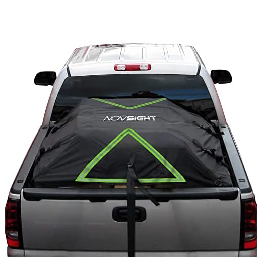 NOVSIGHT Truck Bed Cover, Fits Trucks Bed and Utility Trailers,Truck Bed Cover with 10PCS Heavy Duty Tie-Down Straps with Hooks with Storage Bag,Waterproof Windproof Cargo Bed Cover,Up to 6.6' Length