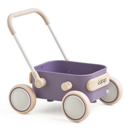 Image of Kidpop PULA 2-in-1 Push and Pull-Along Wagon, Baby Push Walker for First Learner from 7 Month to 4 Year, One Year Birthday Gifts, Sturdy and Safe, Indoors and Outdoors (Purple)
