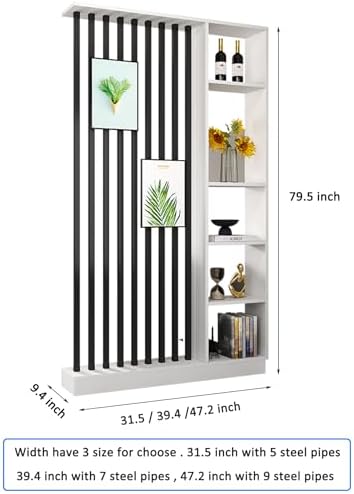 Modern freestanding room divider separating a home office area.