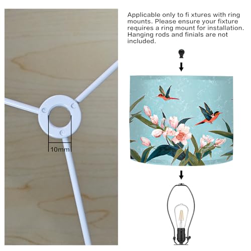 Image of Nuxovilar Lamp Shades Set of 2, 13 inch Top x 13 inch Bottom x 10 inch High (Spider) | Table lamp shades delicate floral bird design bedroom sunroom reading nook covers (Bird)