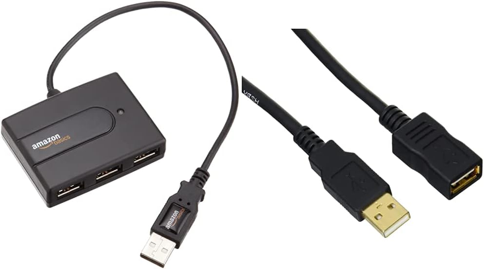 Amazon Basics Mini Hub USB 2.0 4 ports & Rallonge Câble USB 2.0 mâle A ...