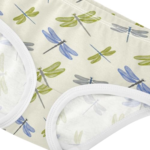 Joisal Toddler Girls Underwear 2t Cotton Panties Little Girl Print Briefs Girls Undies Cartoon Dragonflies Beige4