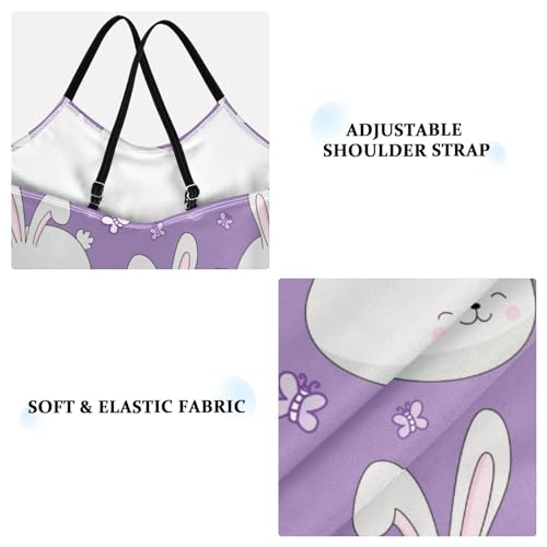 Bunny Butterfly Girls One Piece Swimsuits Purple Sport Halter Swimwear Beach Bathing Suit 9-10T3