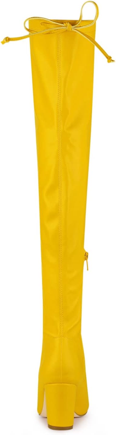 Allegra K Women's Thigh High Block Heels Over Knee High Boots