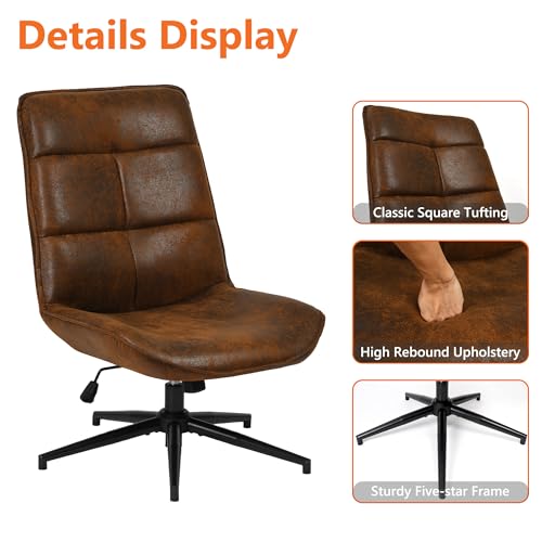 Sillón ergonómico marrón con tapizado de gamuza miniatura 7