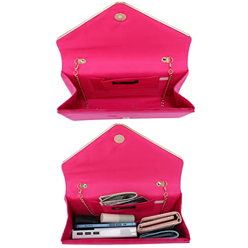 Dasein Ladies' Velvet Evening Clutch Handbag Formal Party Clutch For Women With Chain Strap (Rose) #TOP5