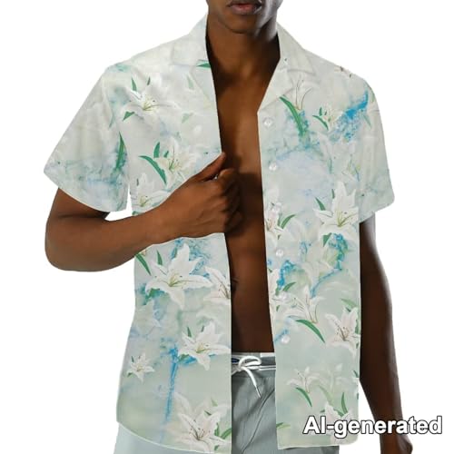 Image of Hawaii Matching Couple Outfits Husband and Wife Clothing Fashionable Mens Casual Shirts Hawaii Dress with Soft Fabric