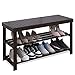 SMIBUY Banc à chaussures robuste en bambou, organiseur à chaussures à 3 niveaux, étagère de rangement pour entrée, couloir, salle de bain, salon (marron foncé)
