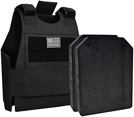 ADJCF Lightweight Tactical Vest with 2 EVA Foam Inserts - 800D Oxford Fabric, Adjustable Straps for Airsoft, Paintball, Cosplay