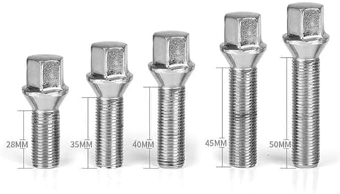 Wheel Stud Compatible with for 3 Series X1 X3 X5 X6 X7 10PCS Car Wheel Bolts Nuts Studs 28/35/40/45/50mm Lengthen Steel Wheel Bolts M14 X 1.5 M12*1.5 M14*1.25 M12*1.25(10PCS 40mm/M14x1.5)