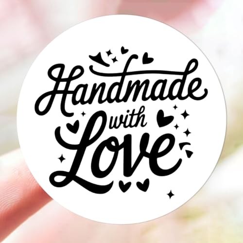 Handmade with Love Stickers | Set of 120, 1.6inch Diameter | Elegant Circular Design | Perfect for Craft Projects, Gifts, and Special Events