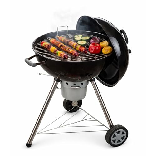 Amig - Fireplus Barbecue Portable au Charbon de Bois de Chauffage | Barbecue Rond avec Couvercle et Roues | Système de Ventilation et Dépôt de Cendres |...