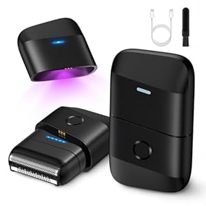 Rasierer Herren Elektrisch, Protable Folienrasierer mit doppelter schwimmender Klinge & UV-Lampe, IPX7 Elektrischer Kabelloses Rasiermesser mit Reiseschloss, USB-C wiederaufladbarer Trimmer für Männer
