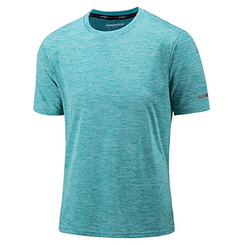 KEFITEVD Camiseta Deportiva Ligera para Hombre Camisetas de Manga Corta Transpirables Camiseta de Gimnasio para Correr de Verano,Verde Claro,M