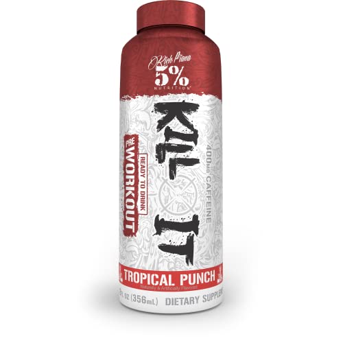 5% Nutrition Kill It Ready-To-Drink High Stim Pre Workout | 400Mg Caffeine Energy Drink | Extreme Pump, Endurance, Focus & Hydration | Citrulline, Beta Alanine, Taurine | 12 Oz Bottle (Tropical Punch) #TOP28