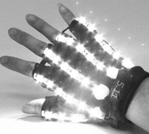 YUANYUYING Ensemble gants et lunettes LED - Gants et lunettes de fête lumineux, boîtes de nuit, raves, festivals, concerts, Halloween(Blanc) – vue 3