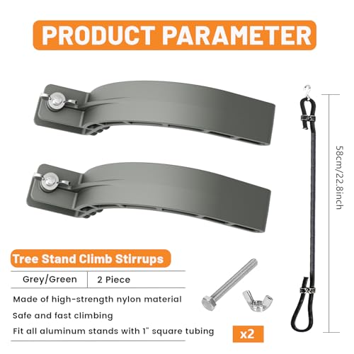 Aowalen 2 Piece Tree Stand Climb Stirrups, Sturdy Climbing Tree Stand Accessories, Hunting Tree Stands Stirrup Fits Any Treestands