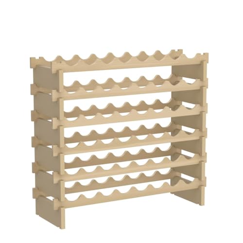 Sogesfurniture Portabottiglie di Vino a 6 Piani, Capacità 48 Bottiglie, in Legno Massello Naturale per Bar e Cucina - immagine 5