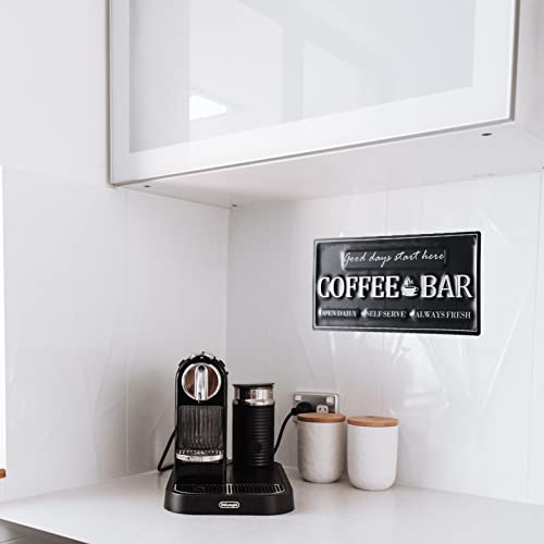 Coffee Signs For Coffee Bar.metal Coffee Bar Sign Decor,14" X 7", Good Days Start Here. Coffe Bar Assecories, Hanging Coffee Sign For Farmhouse Kitchen Wall Decorations. Cocina De Cafe.(Black) #TOP4