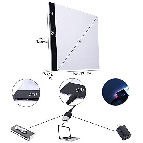 PP OPOUNT 31Pcs A4 LED Light Pad Kit with Diamond Painting A4 LED Light Board, Felt Hand Held Bag, Roller, Stand Holder, Diamond Embroidery Box and Diamond Painting Tools for Diamond Painting - Thumbnail 3