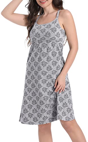 Suiek Maternity Dress Nursing Tank Tops Breastfeeding Sleep Cami Shirt Nightgowns (Large, Ab-Black/Atrovirens/Grey Print 3-Pack) #TOP2