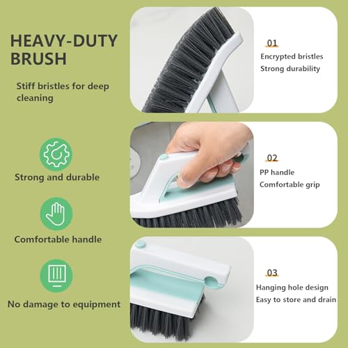 Image of 2 Pack Scrubbing Brushes for Cleaning 2 in 1 Heavy Duty Scrub Brush Nylon Stiff Bristles Crevice Gap Scrubber Cleaner Brush for Bathroom Shower Sink Kitchen Tub Carpet Floor, Multi-Purpose