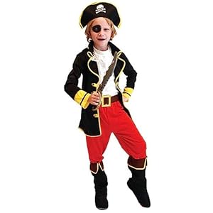Disfraz de pirata para niños, disfraz de capitán con sombrero, parche y cinturón
