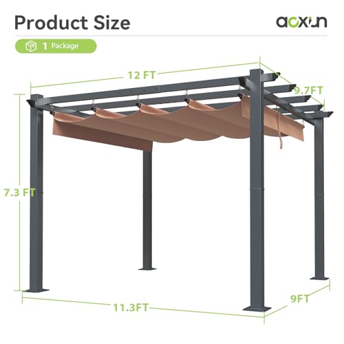 Aoxun-10×12-Outdoor-Pergola-Upgraded-Canopy-with-Adjustable-Roof-Metal-Patio-Pergola-with-Brown-Shade-Cover-for-Backyard-Garden-and-Deck Aoxun 10×12 Outdoor Pergola Upgraded Canopy with Adjustable Roof Metal Patio Pergola with Brown Shade Cover for Backyard Garden and Deck