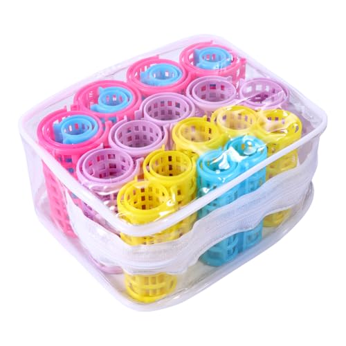 Healeved Plastic Hair Rollers 20Pcs No Heat Hair Curlers for Styling with Self Grip Teeth Compact Size for Home and Salon Use