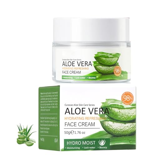 Aloe Vera Crema Hidratante Facial y Corporal, Crema de Aloe Vera Rostro, Crema Facial Mujer Hidratante y Nutritiva Para Día y Noche