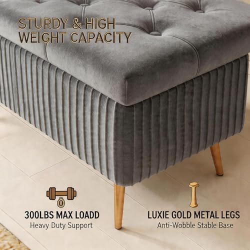 Banqueta multifuncional de terciopelo con estructura de madera maciza duradera 7