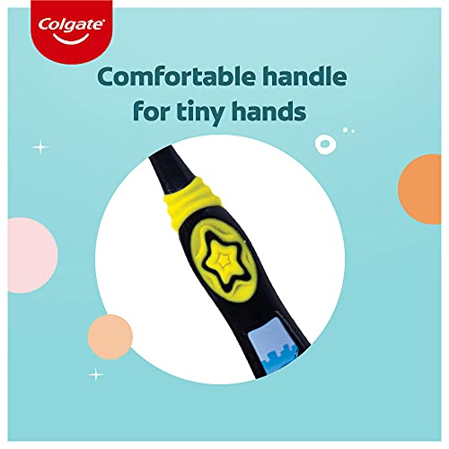 Image of Colgate Kids Batman Manual Toothbrush for 5+ years, Pack of 3, Extra Soft Bristles with Tongue Cleaner,Multicolor