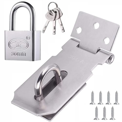 Cerradura de puerta con llave, cerradura de puerta de jardín con candado de puerta y tornillos, pestillo de puerta para puerta de jardín, armario, jaula de mascotas