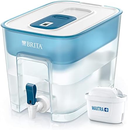 BRITA Flow XXL fridge water filter tank for reduction of chlorine, limescale and impurities, 8.2L -White/Teal