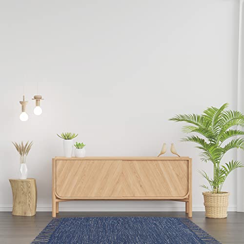 Asraie Ribbed Hand Woven Cotton Rag Rug | Cotton Reversible Rugs | Recycled Cotton Area Rug For Living Room Kitchen Entryway | 2X3'(Navy Blue) #TOP5