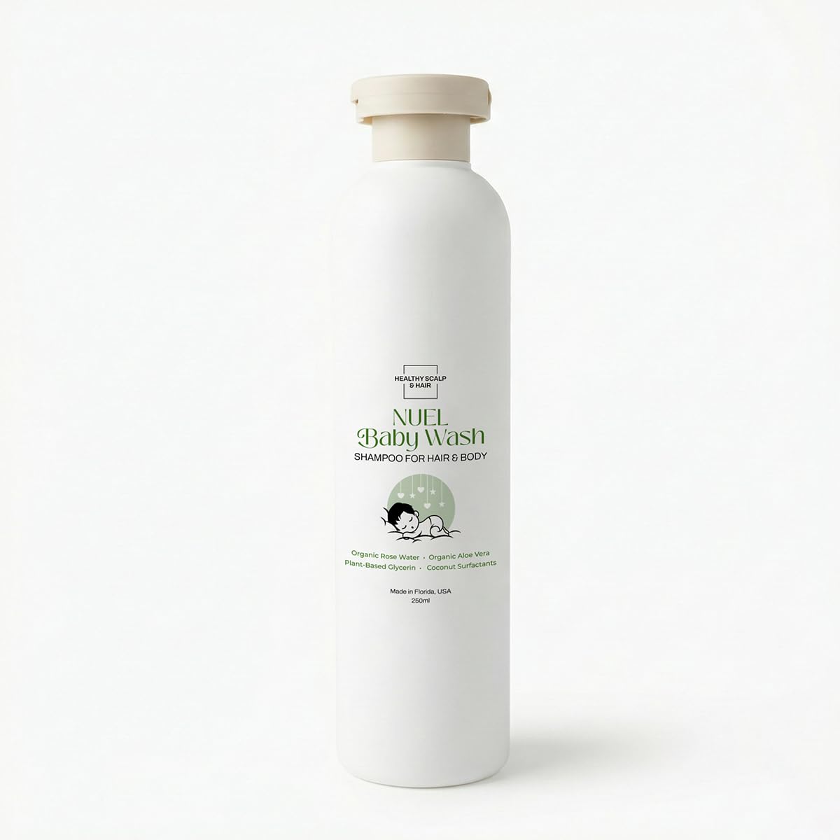 Healthy Scalp & Hair Nuel Baby Wash – Gentle Tear-Free Shampoo for Hair & Body, Plant-Based & pH-Balanced, Newborn to Toddler, 250 ml (8.45 fl oz)