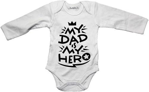 My Dad is My Hero - Baby Grow 3-6 months White Long Sleeve