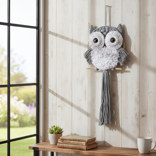ACEDSGN Macrame Owl Wall Hanging Tapestry Decor