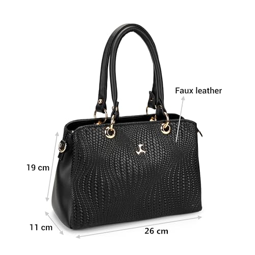 Image of Mochi Women Black Casual PVC Soft Body Zipper closure Solid Satchels with 1 Pocket and 3 compartments