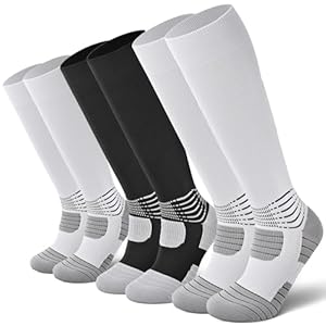 IRAMY Compressive Soccer Socks Ankle Compression Support Coolmax Wicking Anti-Slip Football Baseball Softball 1/2/3 Packs