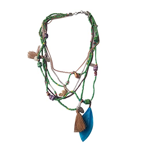 Bijoux à la mode : collier de plumes de bohème perlé fait main aux finitions soignées