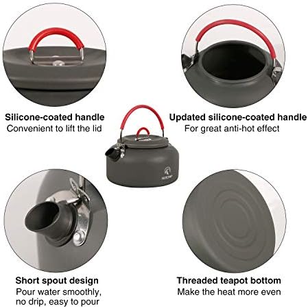 REDCAMP Camping Kettle, Compact Lightweight Aluminium Teapot for Outdoor Cooking Backpacking Picnic Fishing